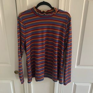 Striped mockneck fitted sweater